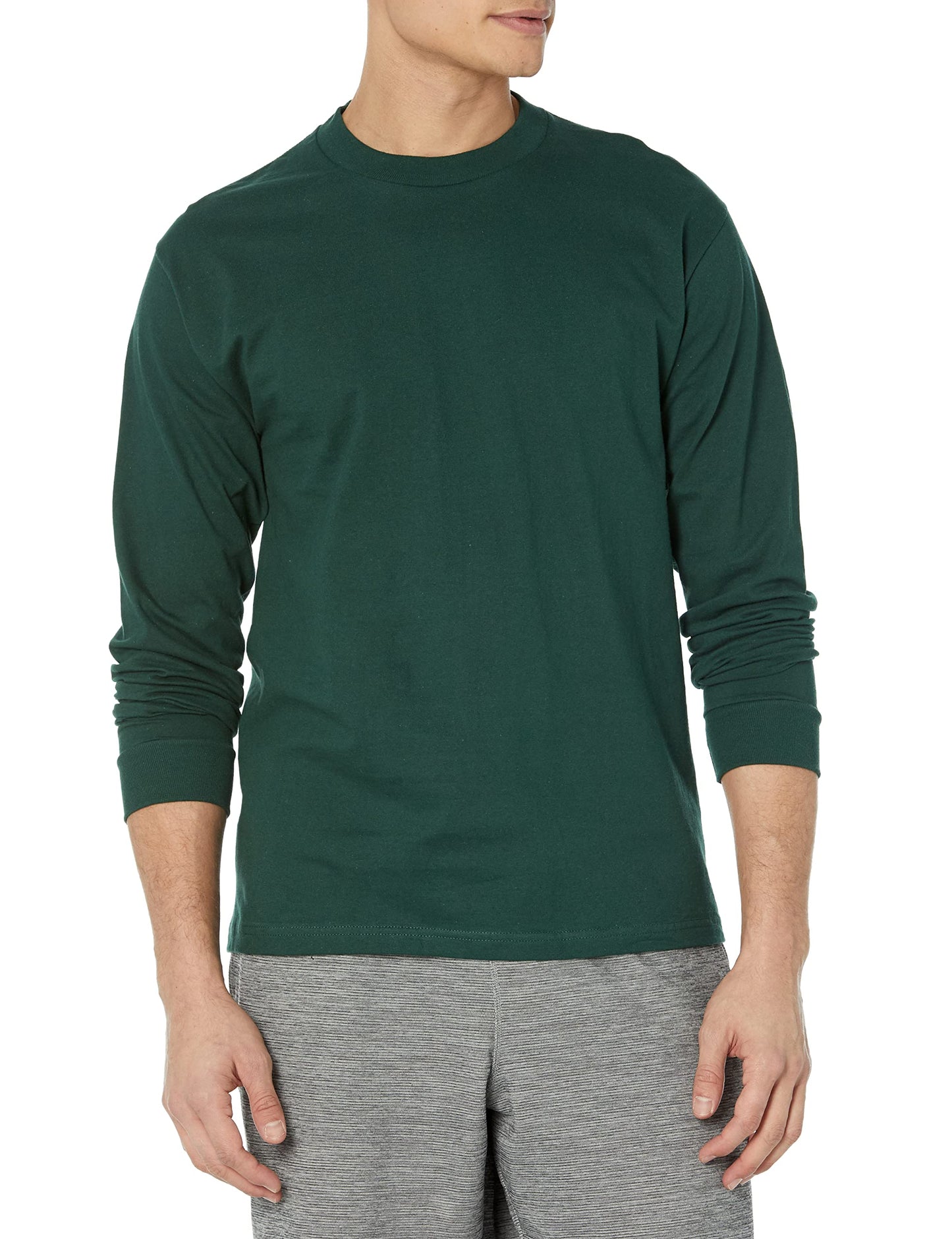 Hanes Men's Beefy Long Sleeve Shirt, Deep Forest, XL
