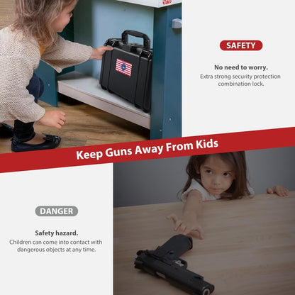 Kinghardcase TSA Gun Case for Handgun, TSA Approved Firearm Travel Case, Waterproof & Shock Proof Lockable handgun case, 10.6”*8.8”*4” Inches 9mm Pistol Case Hard Shell