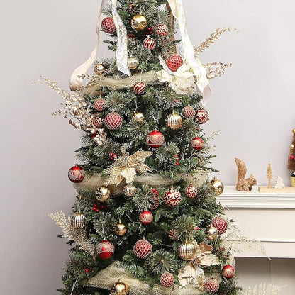 20 pcs Christmas Tree Balls, 3.16" Shatterproof Christmas Ornament Decorations for Christmas Tree Hanging Decorative Red Gold Bauble Set for Home Party Wedding Decor