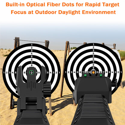 TFFUAM Fiber Optic Sights Flip Up Front and Rear Sites Nylon Folding Sights with Red and Green Fiber Optics Dots Tool-Free Adjustable Backup Sight Set