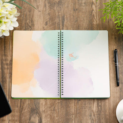 SIIXU Spiral Journals for Writing, Color Illustration Notebook With an Elastic Band, Hardcover, 128 Pages, B5, 6.8”x9.8”, Spring