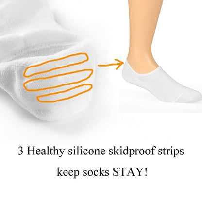 Mottee&Zconia No Show Low Cut Socks for Mens/Womens Casual Sports No See invisible Non-Slide White Socks 6 Pack Size8-11