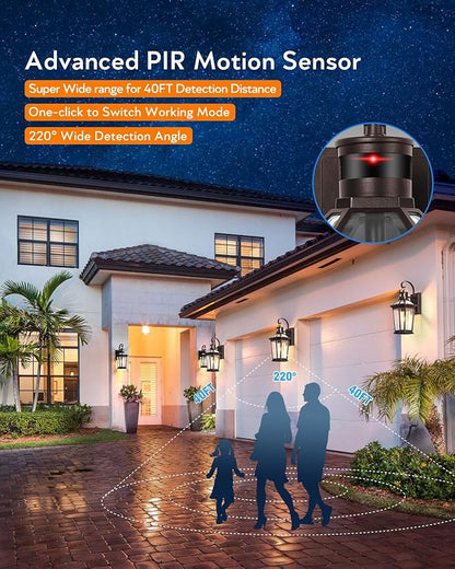 VIANIS Motion Sensor Outdoor Lights, 2 Packs Oil Rubbed Bronze Dusk to Dawn Outdoor Wall Lights Exterior, 100% Anti-Rust Aluminum Front Porch Wall Lantern, Modern Outdoor Wall Sconce for House, E26