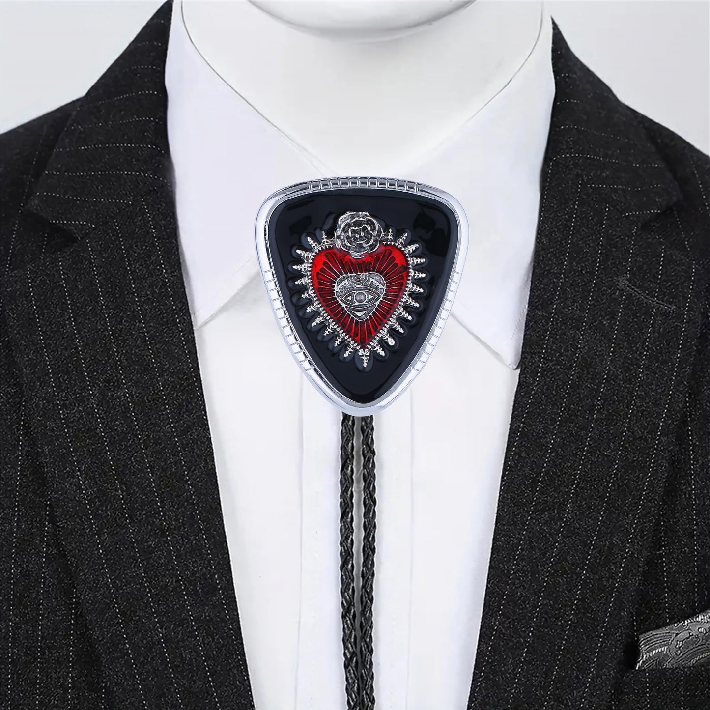 GelConnie Bolo Tie Black Vincent Vega Bolo Tie for Men Women Goth Cowboy String Ties Western Bolero Ties Men