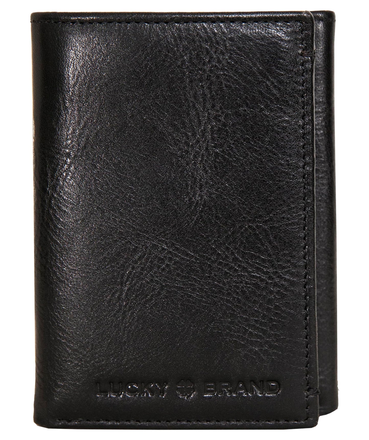 Lucky Brand Men's Smooth Leather Trifold Wallet - with RFID Blocking Lining, 6 Card Slots and Large Bill Pocket- Black