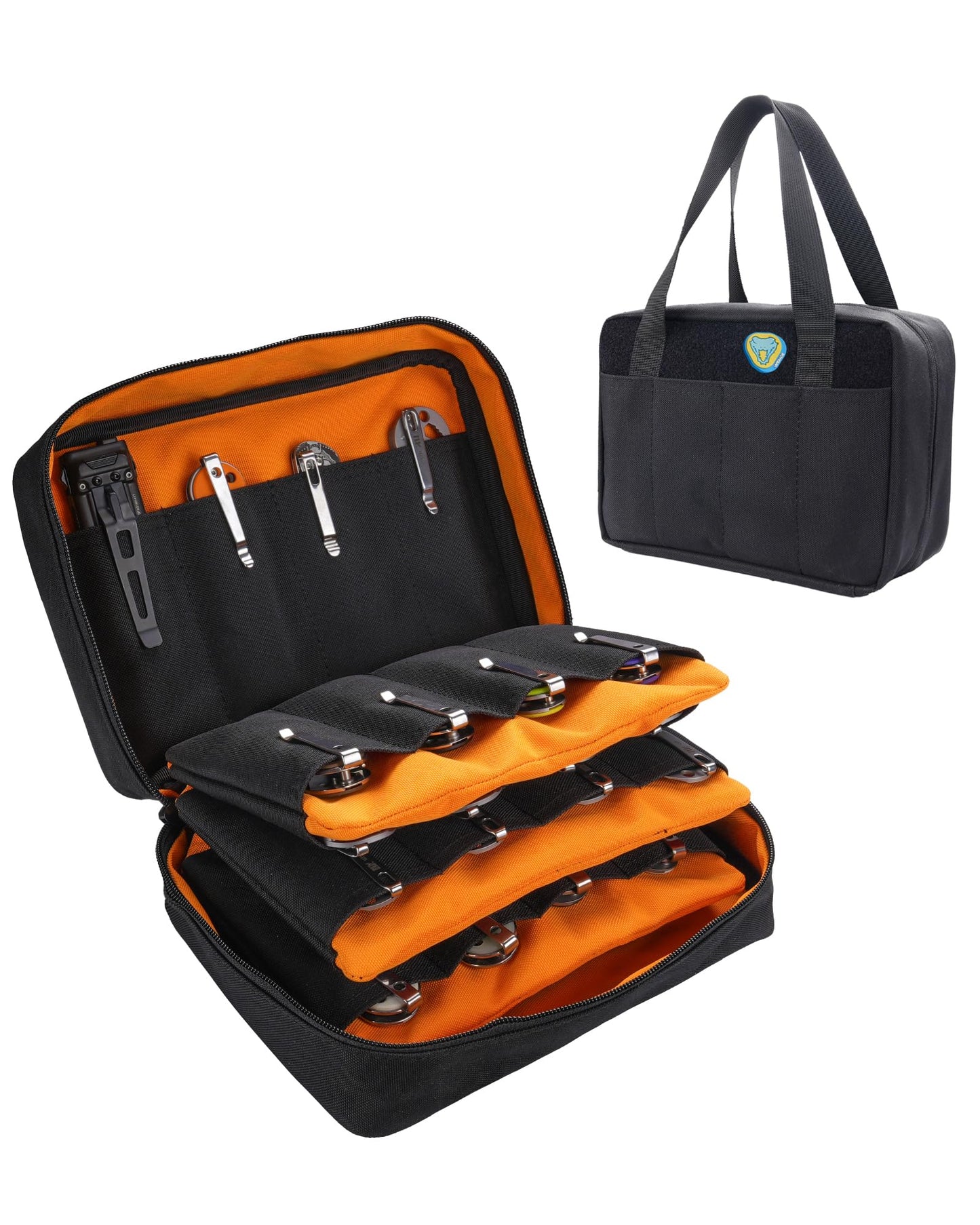 VIPERADE VE40 Knife Display Case with 40 Slots, Folding Knives Storage Holder, Knife Collection Carrier Bag for Folding Knives Flashlights Multitools
