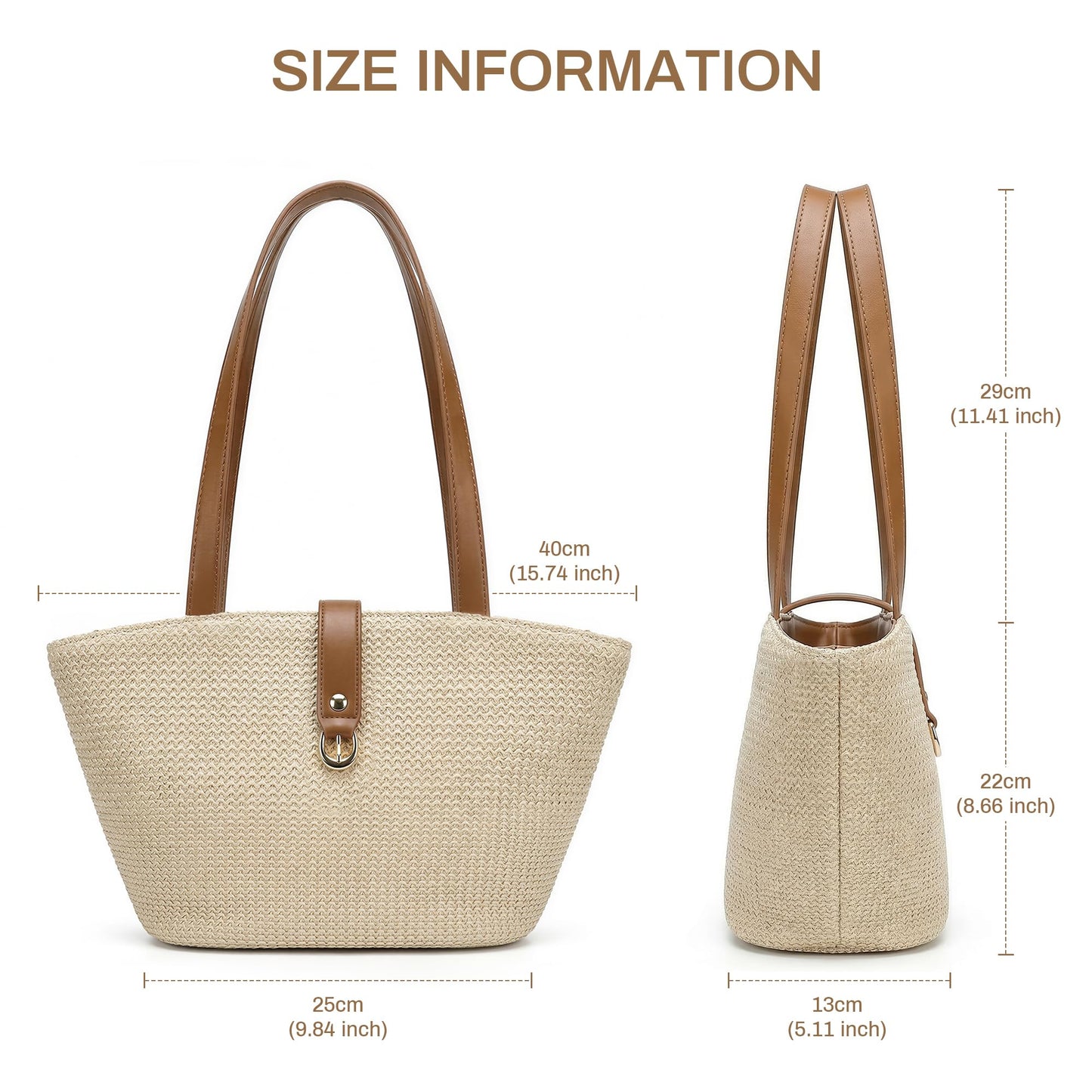 CHUNLI Straw Tote Bag for Women, Woven Raffia Straw Purse, Boho Beach Bag with PU Handle, Summer Vacation Resort Shoulder Bag