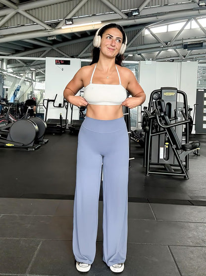 YEOREO Workout Leggings Womens No Front Seam Straight Leggings 33" High Waist Buttery Eddiy Gym Yoga Pants Granite Blue M