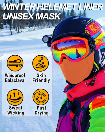 XFUEL Ski Mask Balaclava for Men Women Windproof Thermal Winter Full Face Mask Cold Weather Skiing Snowboarding Neck Gaiter (US, Alpha, One Size, Medium, Black+Orange)