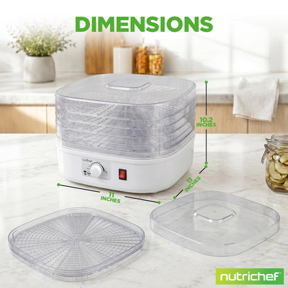 Nutrichef Food Dehydrator Machine | Multi-Tier Appliance for Home Use | Perfect for Beef Jerky, Fruits, Vegetables & Dog Treats | High-Heat Circulation | 5 Stackable Trays