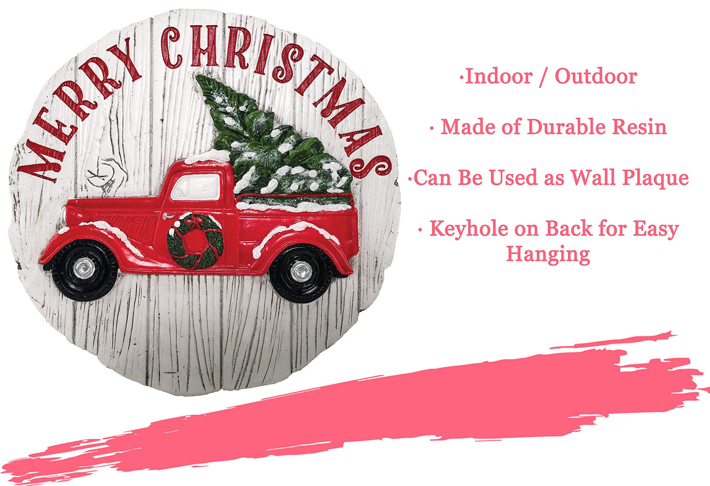 Spoontiques - Garden Décor - Merry Christmas Truck Stepping Stone - Decorative Stone for Garden