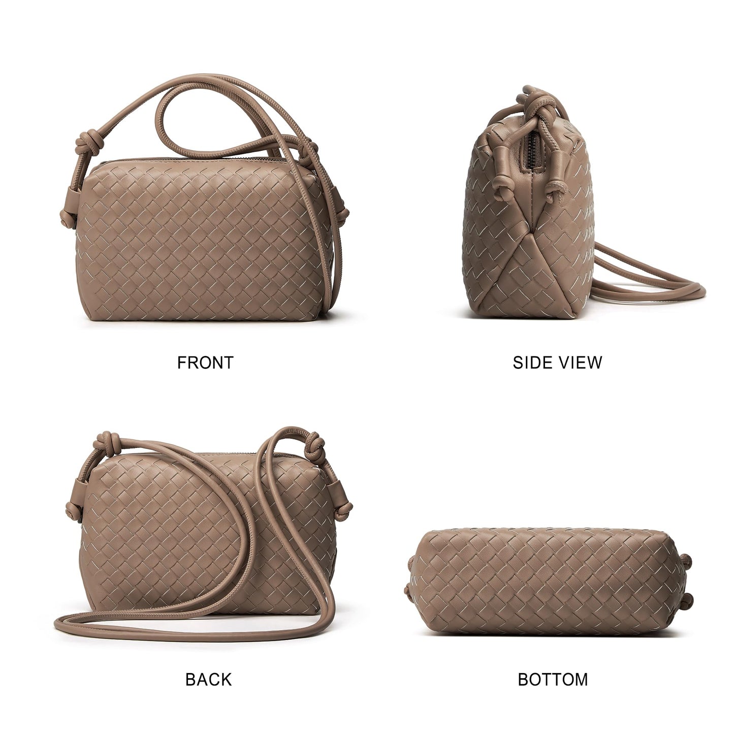 hedexe Woven Crossbody Bag for Women: Handmade Vegan Leather Purse - Quiet Luxury Minimalist for Casual Travel Daily (Khaki)
