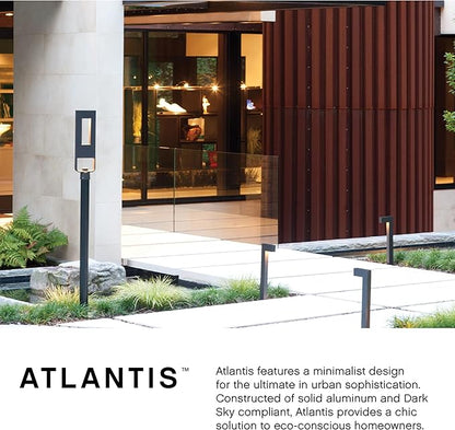 Hinkley Atlantis 15014BZ-LL Small LED Low Voltage Landscape Pathway Light - 12v, Dimmable, Aluminum, Safe for Wet Conditions, Etched Glass Lens, Wiring Kit & Ground Spike Included - Bronze Finish