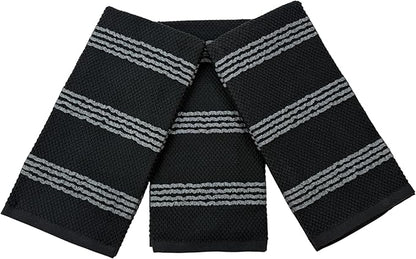 Serafina Home Black Kitchen Hand Dish Towels: Oversized 18" x 28", 100% Cotton
