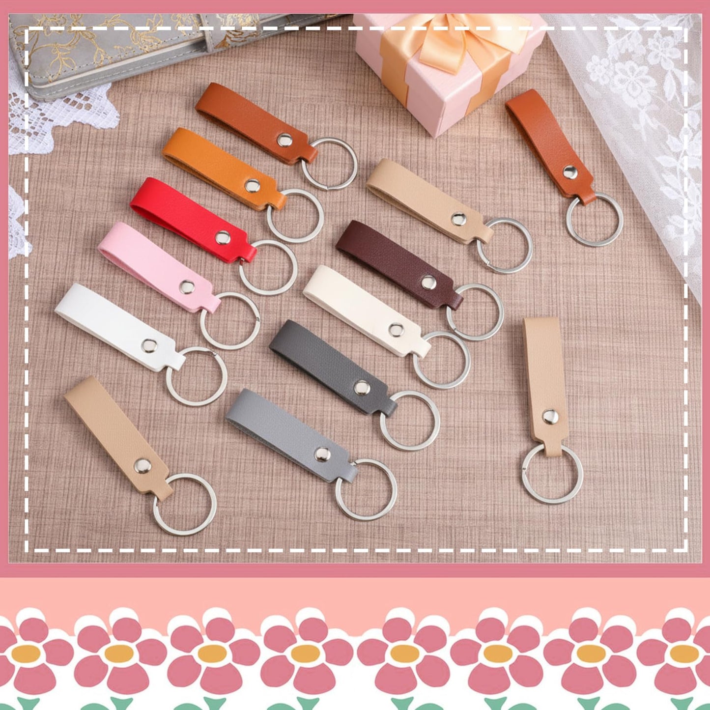 100 PCS Leather Keychains Blank Bulk PU Leather Keychain Blanks Bulk PU Leathers Laser Engraving Keychains with Key Rings, Wristlet Strap for Keys for Car Home Women Men DIY Supplies Gifts(10 Colors)