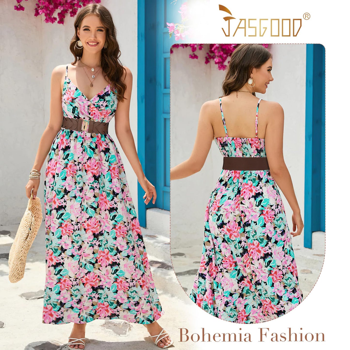 JASGOOD Women's Wide Elastic Belt Vintage Stretchy Belt for Dresses Braided Waist Belt