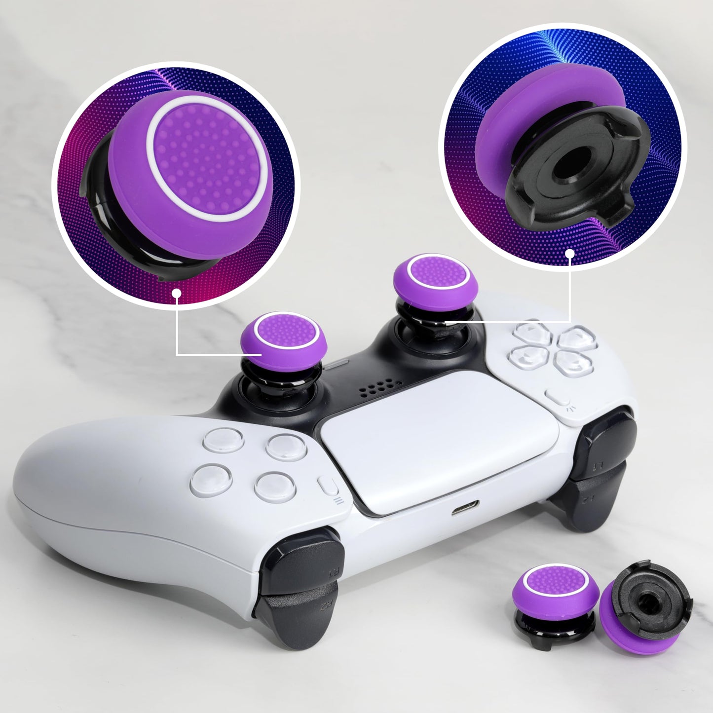 PS5 Controller Accessories PS4 Controller Grips Thumbstick Grips with 2 Pairs 9.9mm High Rise Joystick Grips and 16 Pieces Thumb Caps Compatible with PlayStation 4 and PlayStation 5 Controller-2T-B3