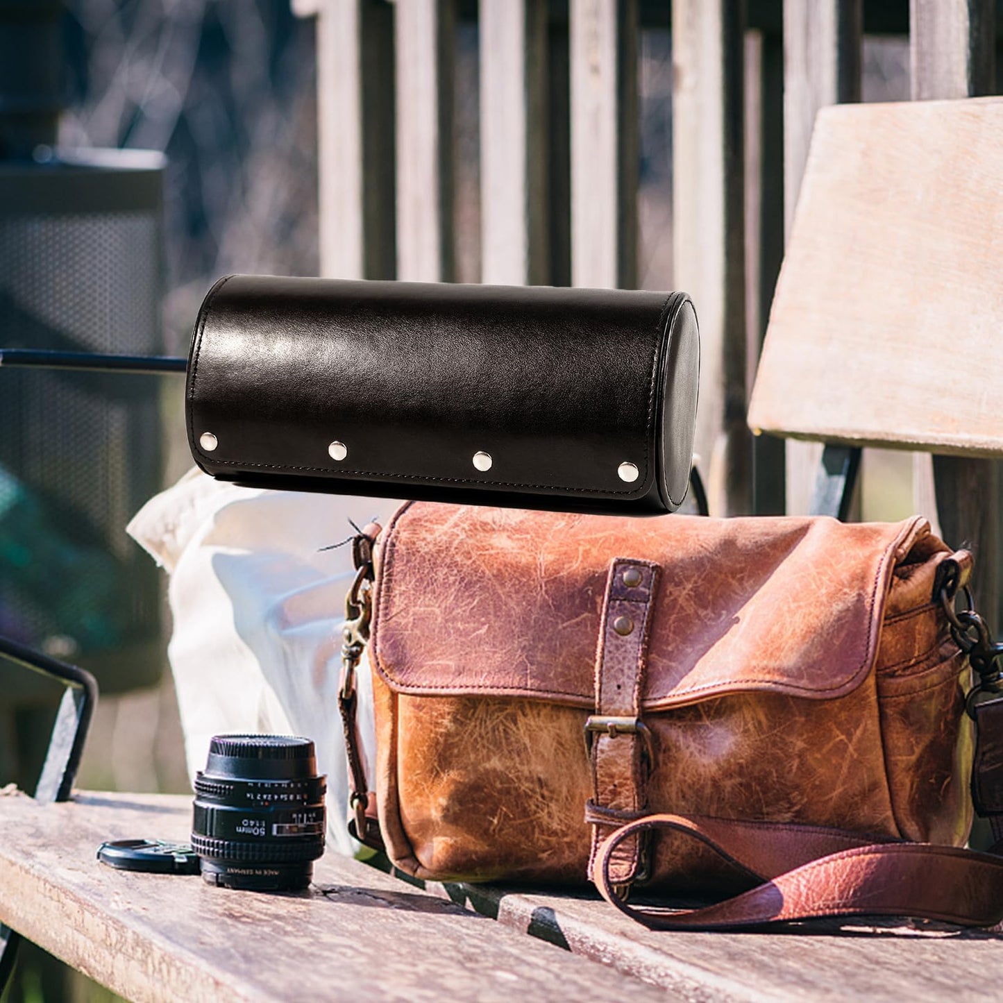 MR.OKAY 3 Watch Travel Case-Classic Leather Watch Case With Superb Texture.Portable Watch Roll Or Organizer For Storage And Display. Men's Great Gift For Traveling,100% Handmade by Artisans.