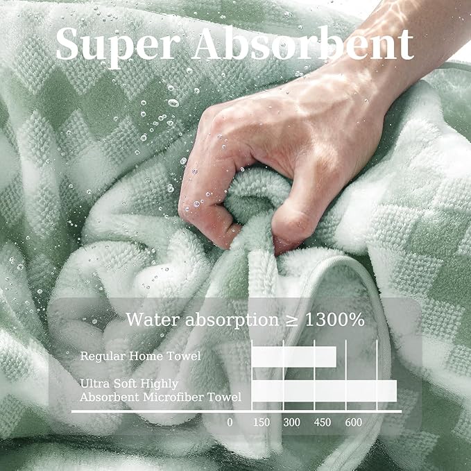 8 Piece Bathroom Towel Set Green |2 Oversized Large Bath Towels Sheet, 2 Hand