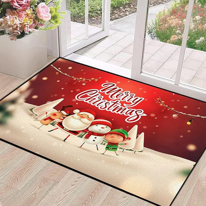 Christmas Rug Xmas Holiday Decorative Pattern Welcome Mat for Home Decoration Non Slip Outdoor Indoor Entrance Floor Mat,63" X 31"