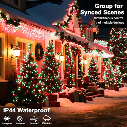 114 FT 350 LED String Lights Outdoor Indoor, Christams String Lights Waterproof 8 Modes & Timer, Fairy Lights Plug in for Bedroom, Weeding, Patio, Party, Holiday,Christmas Decor（Red+Green）