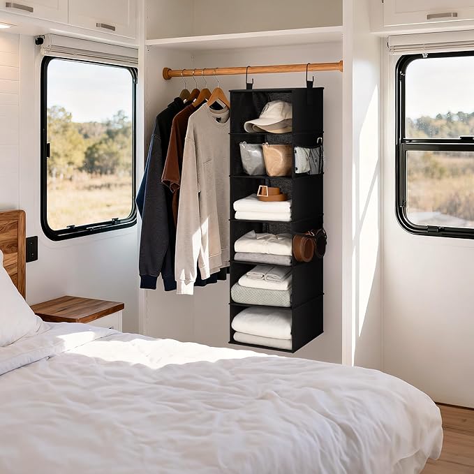 StorageWorks 6-Shelf Hanging Closet Organizers, Foldable Closet Storage