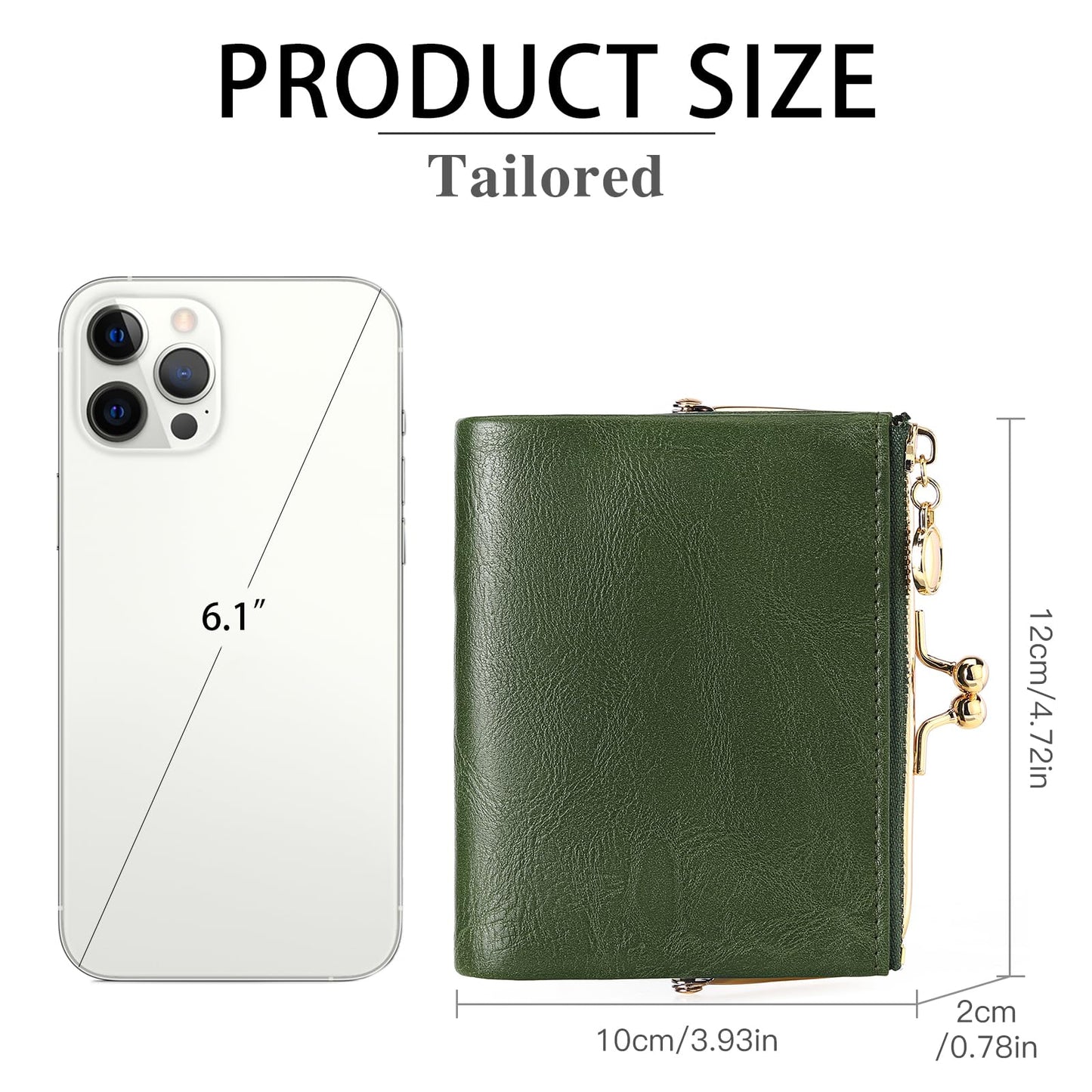 RNIEGA Wallet Women Small RFID Blocking Bifold Leather Wallets for Women Vintage Coin Purse With Zipper and Kiss Lock