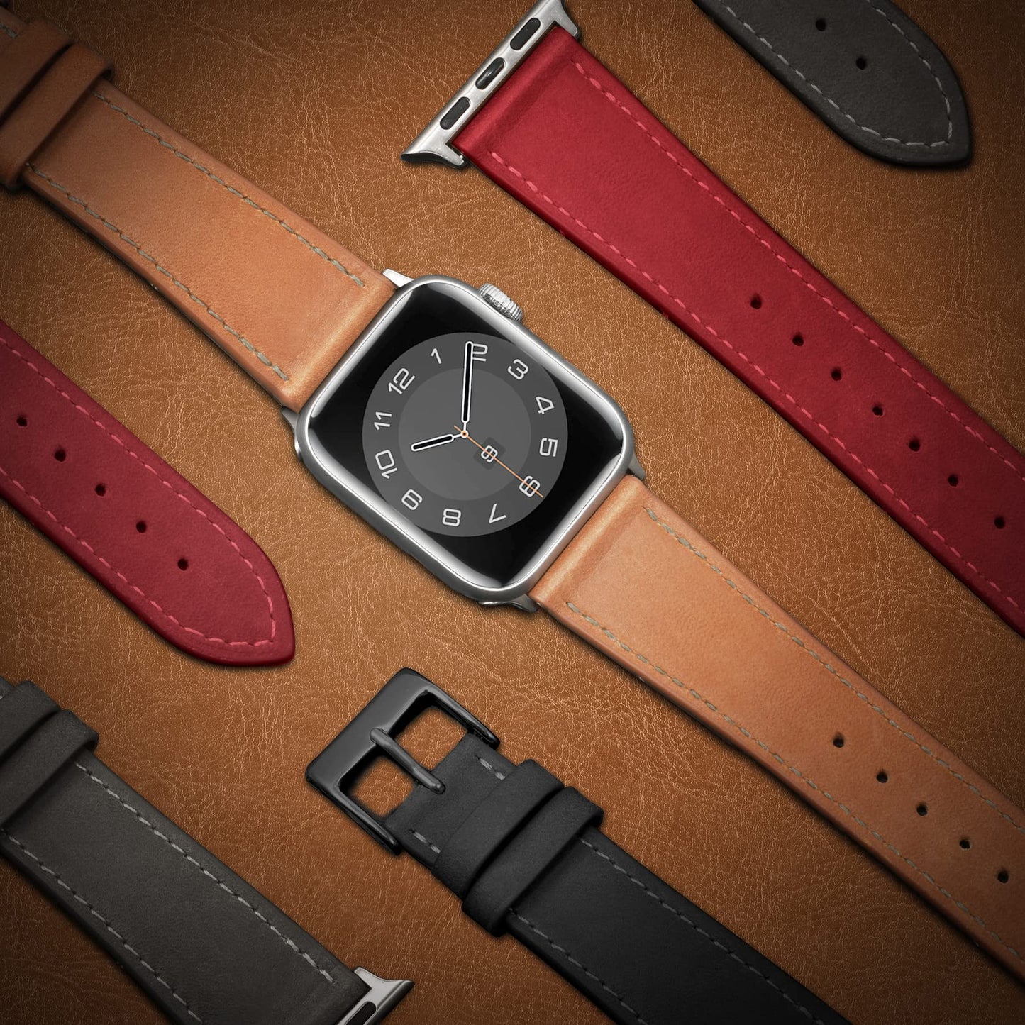 Marge Plus Compatible with Apple Watch Band Series 11/10(42mm), Series 9/8/7(41mm), SE 3/2/1(40mm), (Series 6/5/4(40mm), Series 3/2/1(38mm), Genuine Leather Bands Replacement Strap for iWatch, Women & Men