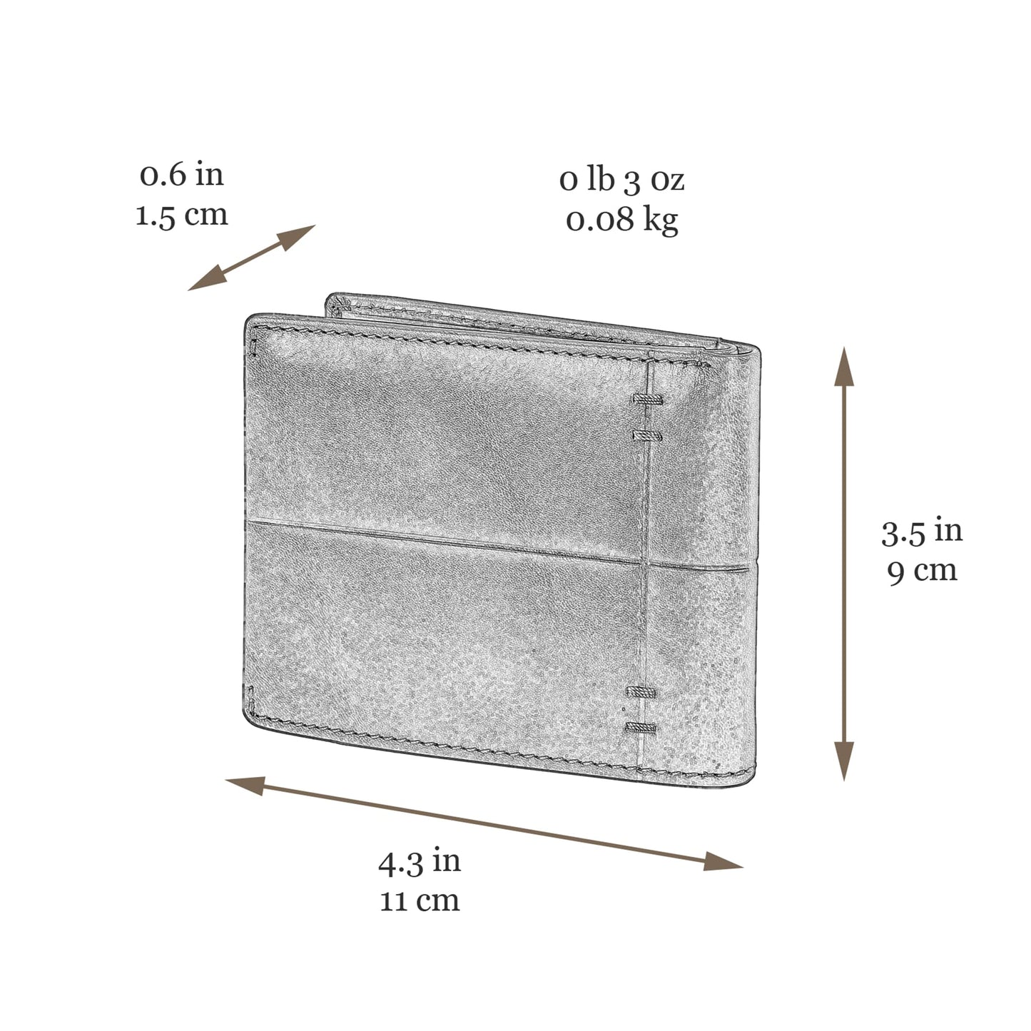 Time Resistance Leather Wallet – Italian Handmade Minimalist Design Wallet - Billfold Credit Card and Cash Holder (Brown)