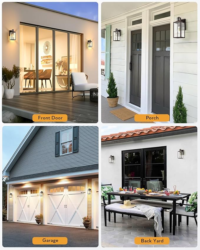 VIANIS 2 Pack Outdoor Wall Lantern, Motion Sensor Porch Light for Entryway, Oil Rubbed Bronze Dusk to Dawn Outdoor Garage Lighting Fixtures Wall Mount, Waterproof Exterior Front Door Sconce Lamps
