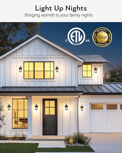 Outdoor Wall Lights Wall Mount, Exterior Lighting Fixtures Dusk to Dawn, Oil Rubbed Bronze Front Porch Lights, Outdoor Wall Lantern with Tempered Glass, Anti-Rust Garage Sconce Lights, Patio