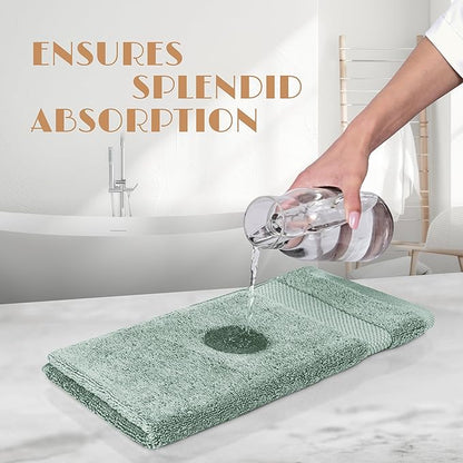 White Classic Green Hand Towels