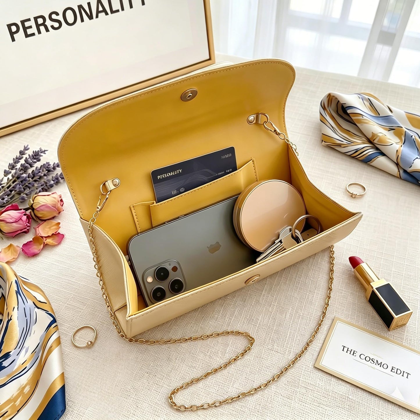 MYHOZEE Clutch Purses for Women Formal Black Clutch Vegan Leather Evening Bag Elegant Wedding Clutch Detachable Chain Handbag Trendy Gold Handle Purses
