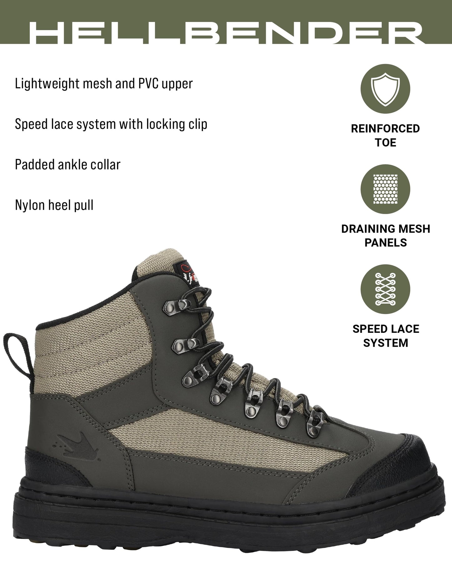 FROGG TOGGS Men's Hellbender Fishing Wading Boot in Felt or Cleated