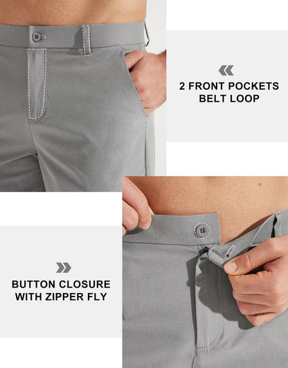 Libin Mens Golf Pants Classic Fit Stretch Work Dress Pants 32" Quick Dry Lightweight Business Casual Trousers Comfort Water Resistant, Light Grey, 32W x 32L