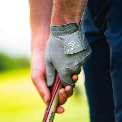 Bionic Men's StableGrip with NaturalFit 2.0 Golf Glove with Dual Expansion Thumb for Best Fit - Premium Cabretta Leather… (Gray, Large, Right)