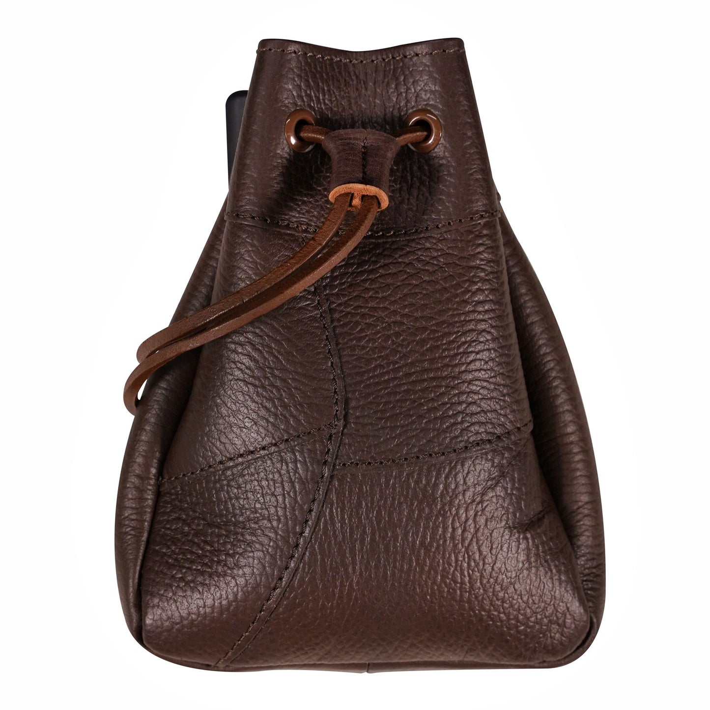 Mythrojan Leather Belt Bag Medieval Pouch Renaissance Drawstring Pouch with 100% Genuine Leather Belt Purse for Reenactments, SCA, LARP, Cosplay Costume Accessory - Brown, 7" x 5"