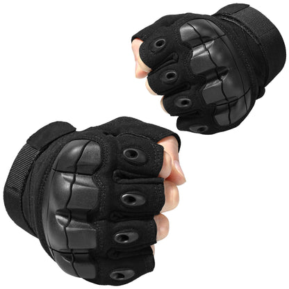 WTACTFUL Tactical Gloves Fingerless Half Finger Gloves for Driving Paintball Airsoft Riding Motorcycle Motorbike Hunting Cycling Work Men Women Size Large Black