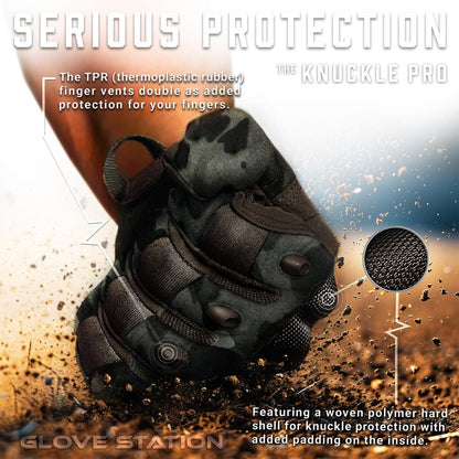 Glove Station Gloves for Men – Touchscreen Utility Gear with Hard Knuckle Protection Used in Motorcycle, Airsoft, & Outdoor Work Black Multicam XX-Large