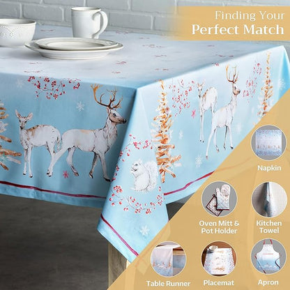 Maison d' Hermine Table Cloth Rectangle Table 100% Cotton 54 x 72 Inches Fall Tablecloth Reusable Everyday Use for Thanksgiving Christmas Decorations Dining Farmhouse Party (Fairy Tale Forest)