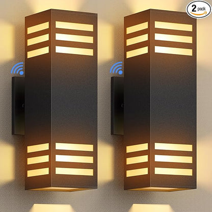 Dusk to Dawn LED Outdoor Light Fixture Wall Mount,Black Square Porch Lights Outdoor,Modern Exterior Wall Sconce Lights 13In, Bulb Includes Up Down Outside Wall Light for House Front Door
