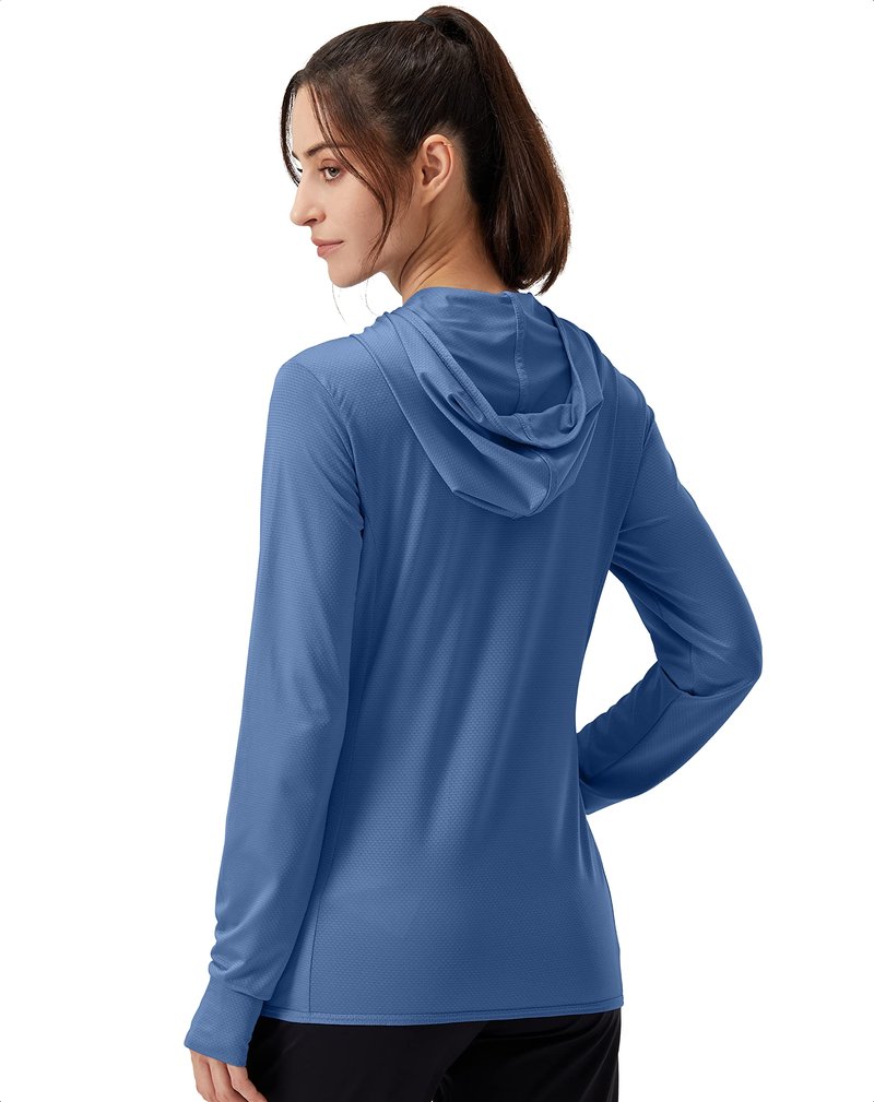 Soothfeel Women's UPF 50+ Sun Protection Hoodie Jacket Lightweight Long Sleeve Sun Shirt for Women with Pocket Hiking Outdoor Dark Blue XS