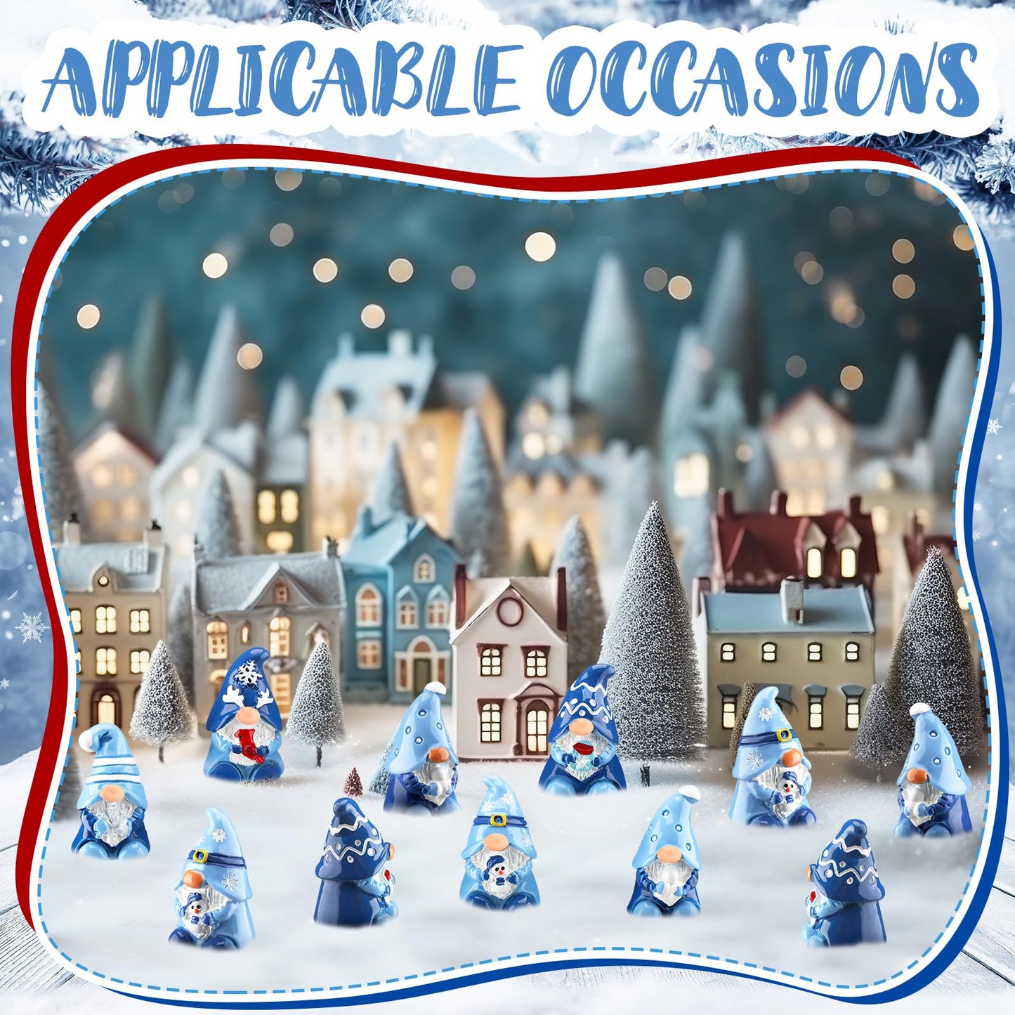 Quzzil 80 Pcs Winter Mini Gnomes Figurines Winter Snowflake Miniature Figurines Tiny Resin Statues Snowman Table Centerpieces for Patio Garden Ornament to Hide Party Favors