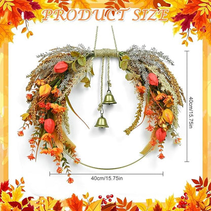 Fall Leaves Wreaths for Front Door Outside Fall Wreath with Colorful Mixed Leaves, Autumn Eucalyptus Artificial Wreath for Thanksgiving Front Door Window Home Wall Farmhouse Outdoor Indoor Décor