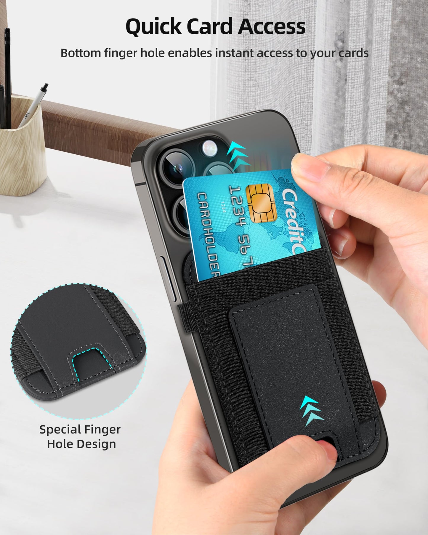 ExtreLife For Magsafe Wallet, Strongest Magnetic Wallet for iPhone 17/16/15/14/13/12 Series, for Magsafe Card Holder with 2 Card Slots, RFID Blocking, Vegan Leather, Hold 7 Cards, Slim, Black