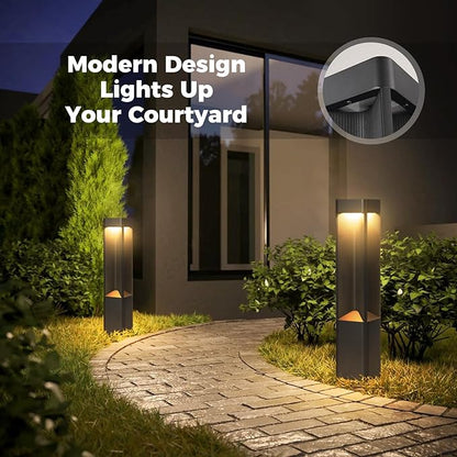 3000K Pathway Lights Black Landscape Path Light Outdoor Waterproof Garden Floor Lamp Modern Walkway Lights LED Warm Light Bollard Lighting Hardwired Aluminum Lawn Post Lights for Entrance Patio Porch