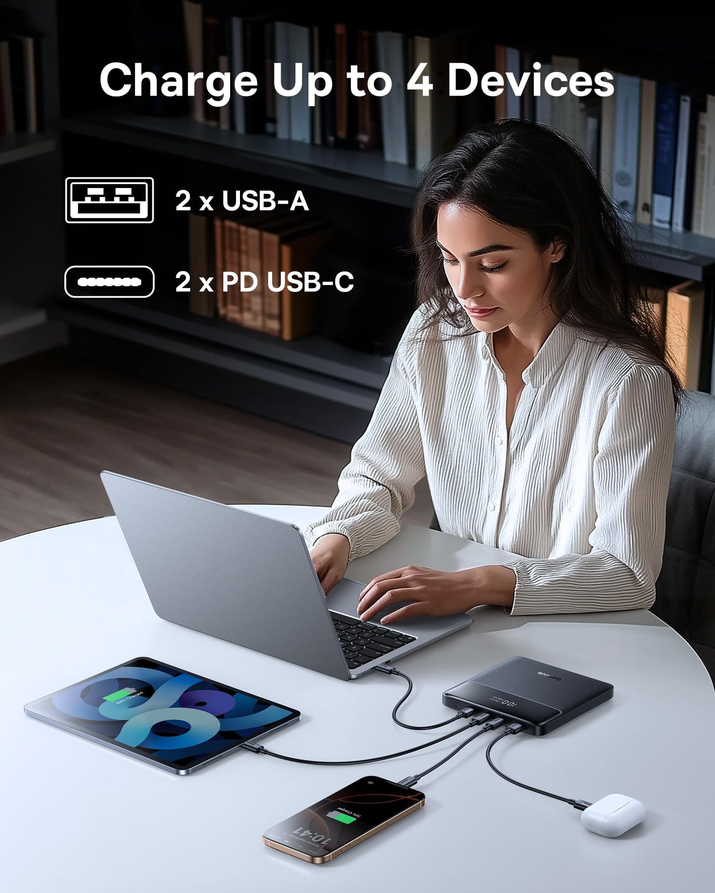 Baseus Laptop Portable Charger 100W 20000mAh, Blade Travel Power Bank Fast Charging 2 USB-C & 2 USB-A Port, Steam Deck Battery Pack for MacBook iPad iPhone 17/16/15/14/13 Samsung S24 Dell