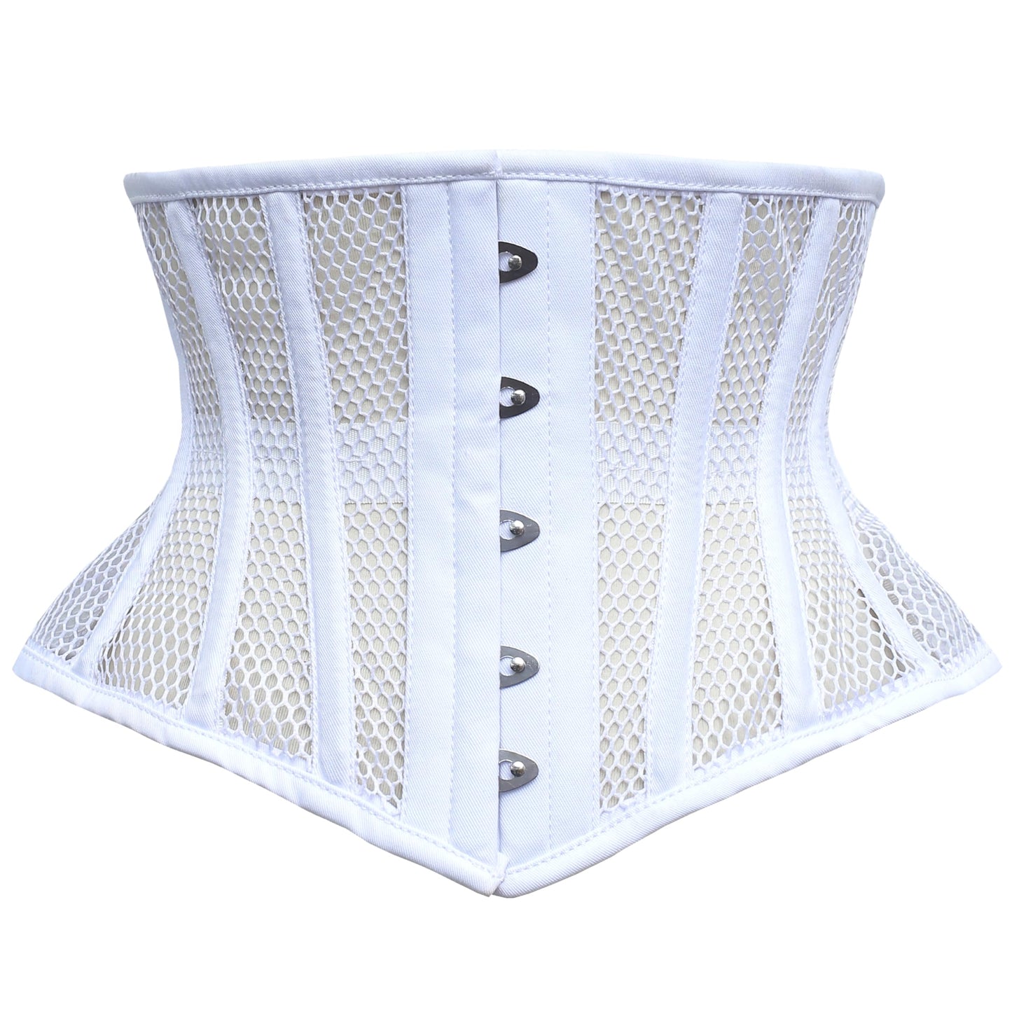 Cincnher Women's Waspie Corset Underbust Waist Training Steel Boned Corset (US, Alpha, Large, Regular, White - Mesh)