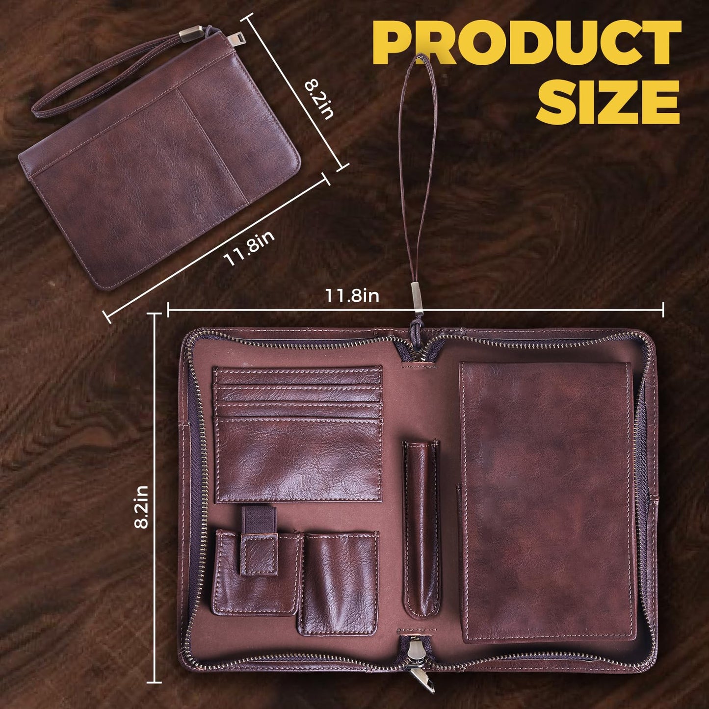 MCKDERWRILL Portable Travel Leather Cigar Case, Handmade Full Grain Leather Cigar Box, Holds 5-6 Cigars, Cigar Humidor, Cigar Accessories for Men Gift