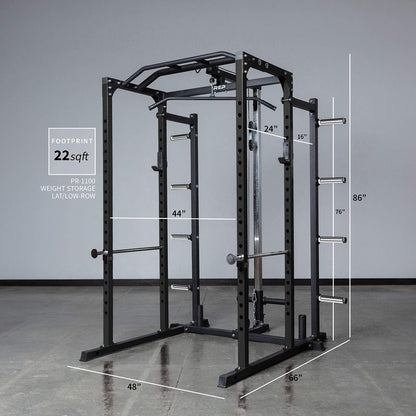 REP Fitness PR-1100 + Dip Attachment + LAT Pulldown + Weight Storage